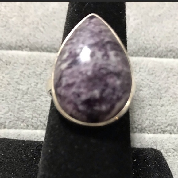New Sterling Silver Purple Kammererite Teardrop Ring Size 8 Gemstone Kammerite - Picture 7 of 16